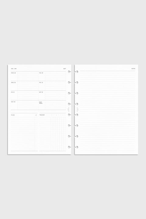 2027 Dated Week View Planner Inserts
