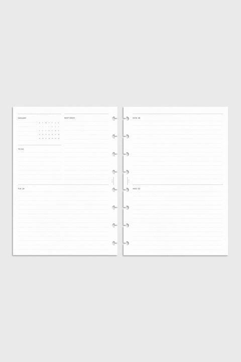 2027 Dated Planner Inserts | Horizontal Weekly on 4 Pages