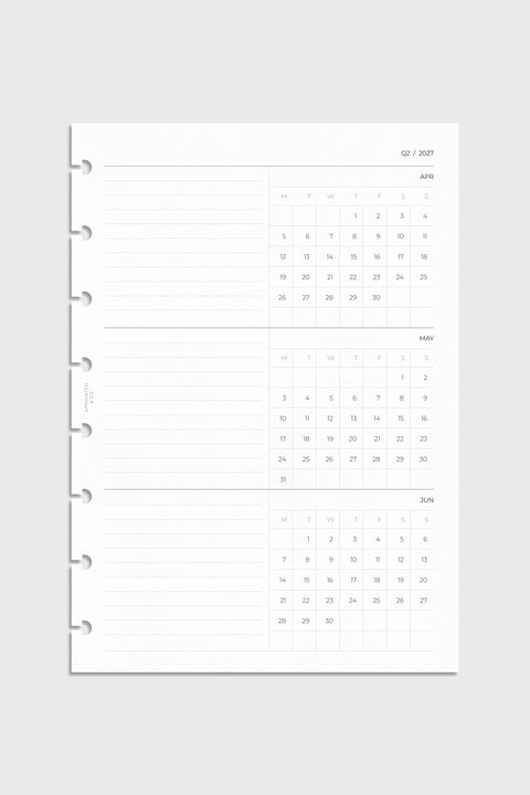 2027 Dated Planner Inserts | Quarterly Overview