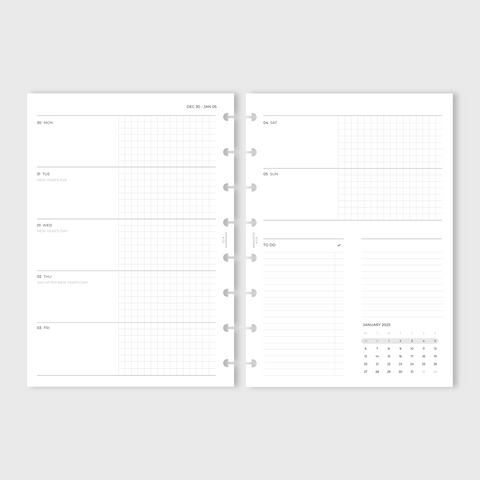 2025 Complete Planner (Horizontal Grid Weekly)