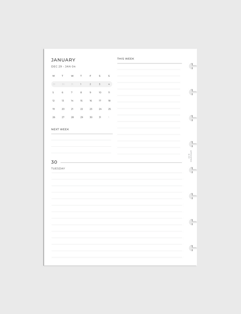 Dated Planner Inserts 2026 | Horizontal Weekly on 4 Pages