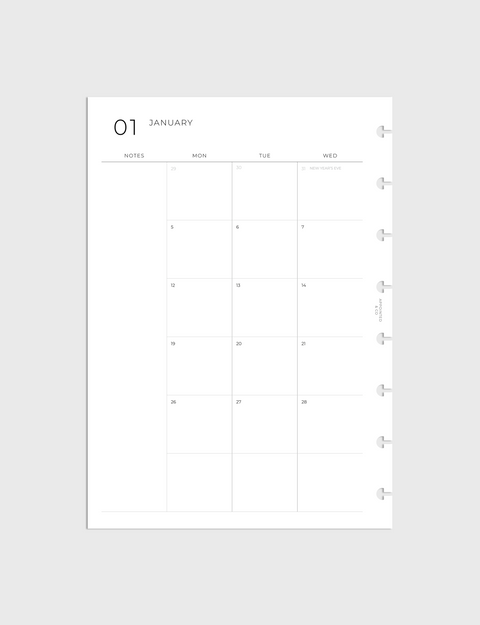 Dated Planner Inserts 2026 | Month on 2 Pages