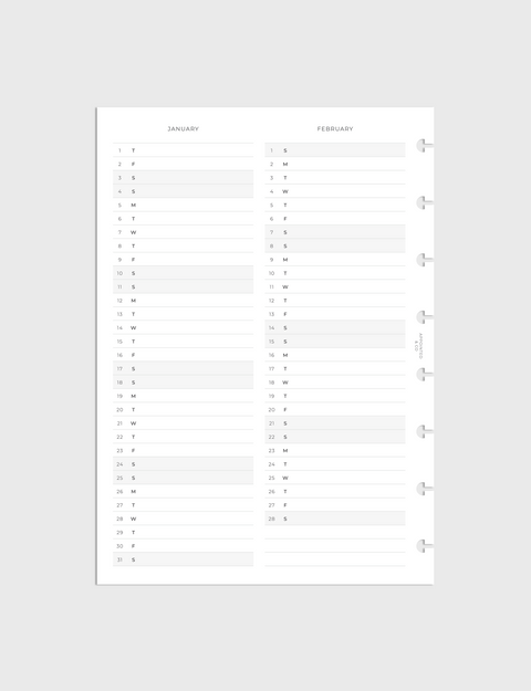 Dated Planner Inserts 2026 | Perpetual Calendar