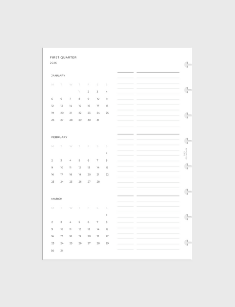 Dated Planner Inserts 2026 | Quarterly Overview