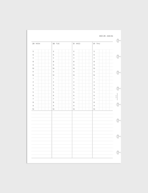 Dated Planner Inserts 2026 | Vertical Grid Weekly