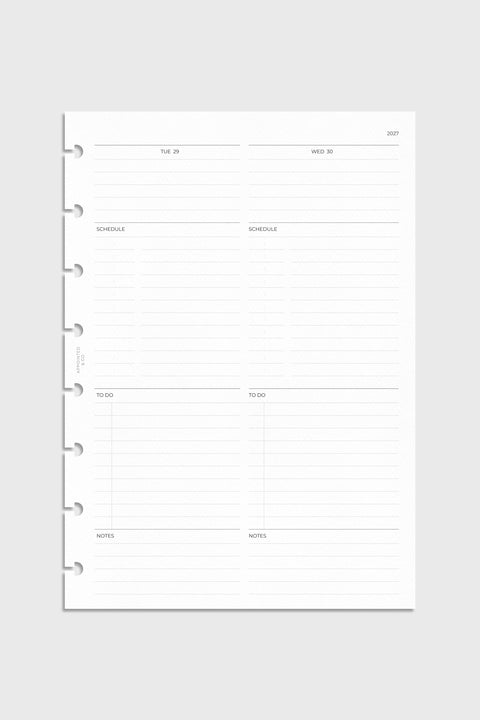2027 Dated Daily Planner Inserts