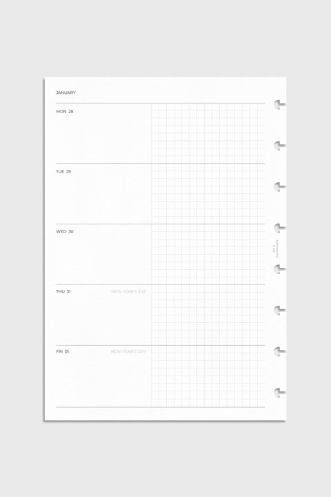 2027 Dated Planner Inserts | Horizontal Grid Weekly