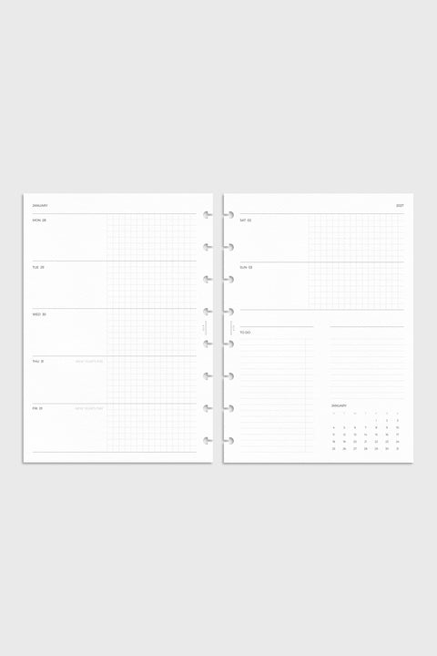 2027 Dated Planner Inserts | Horizontal Grid Weekly