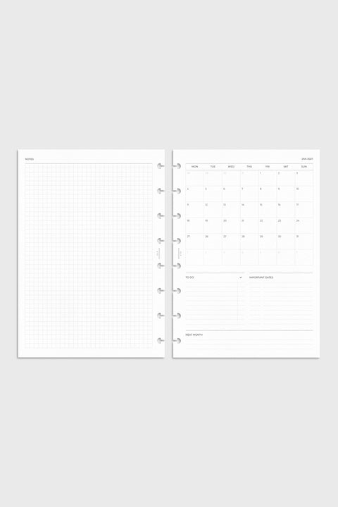 2027 Dated Planner Inserts | Month on 1 Page