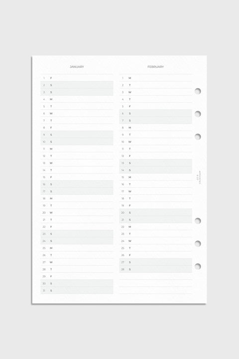 2027 Dated Planner Inserts | Perpetual Calendar
