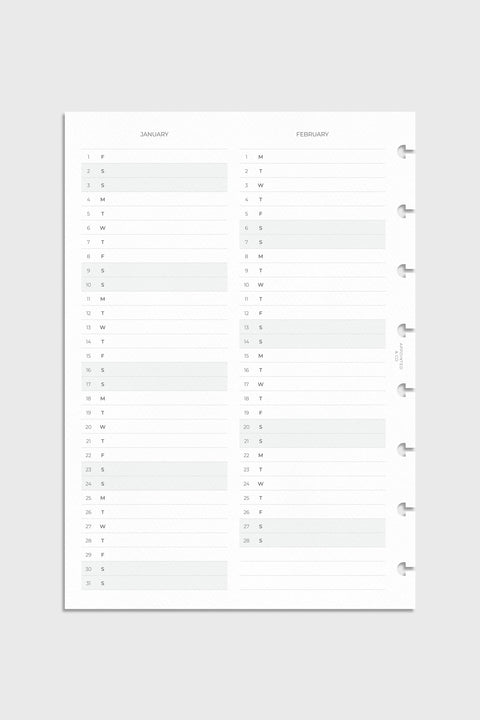 2027 Dated Planner Inserts | Perpetual Calendar