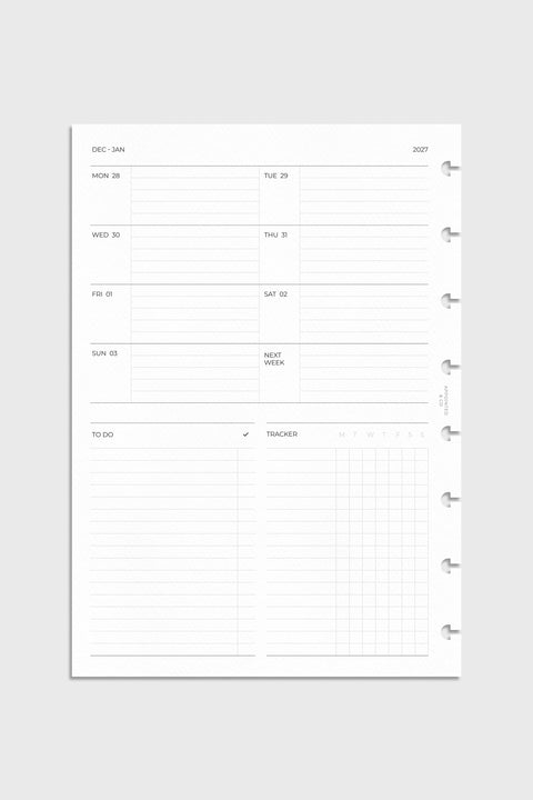 2027 Dated Week View Planner Inserts