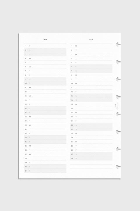 2027 Dated Month List Planner Inserts