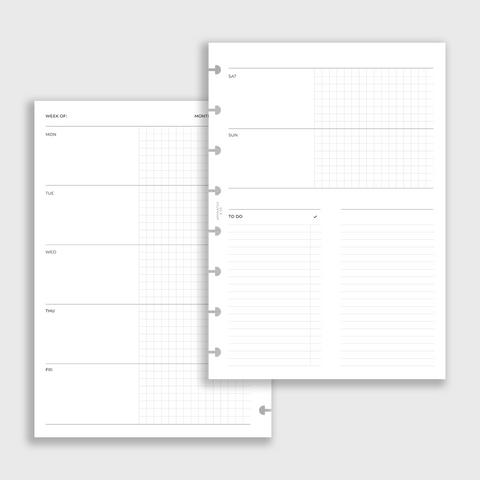 Undated Planner Inserts | Horizontal Grid Weekly