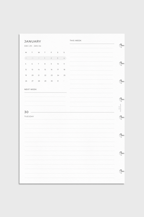 Dated Planner Inserts 2026 | Horizontal Weekly on 4 Pages
