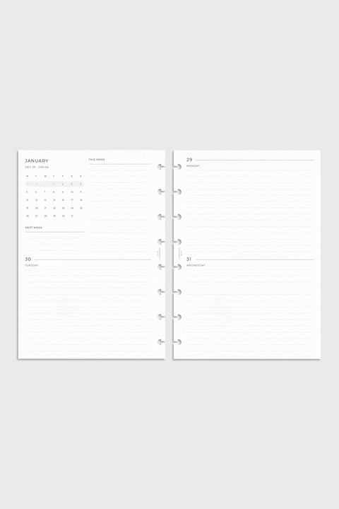 Dated Planner Inserts 2026 | Horizontal Weekly on 4 Pages
