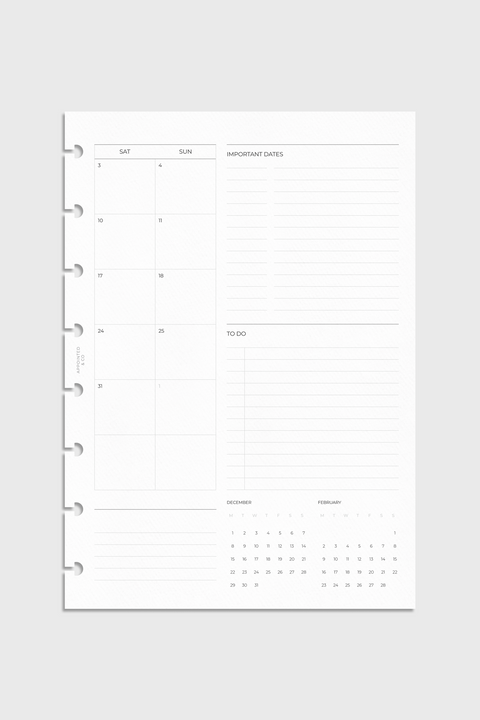 Dated Planner Inserts 2026 | Month on 2 Pages 2.0