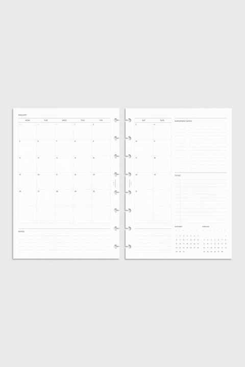 Dated Planner Inserts 2026 | Month on 2 Pages 2.0