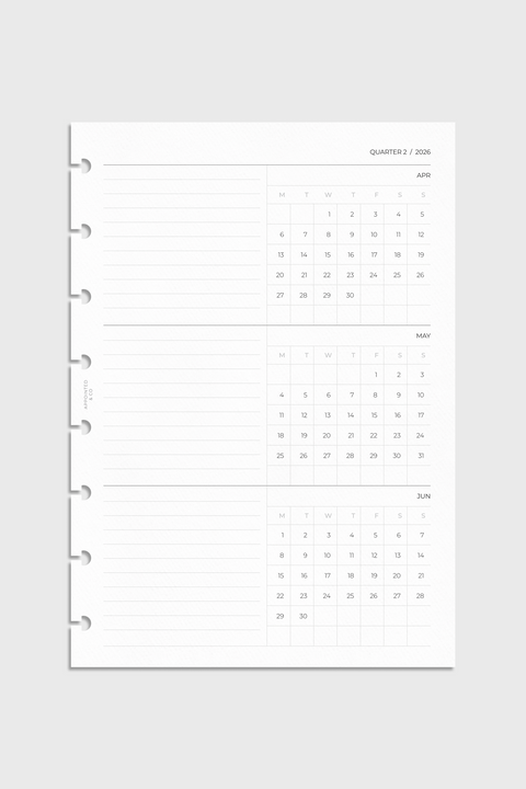 Dated Planner Inserts 2026 | Quarterly Overview
