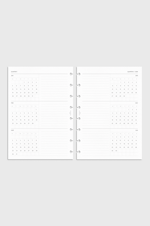 Dated Planner Inserts 2026 | Quarterly Overview