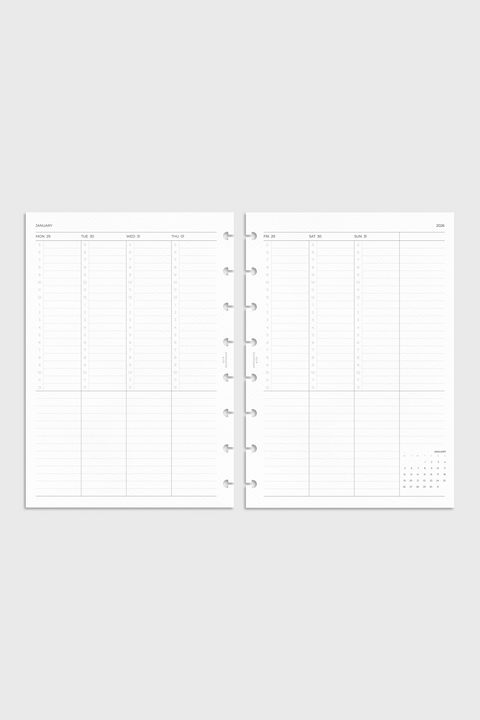 Dated Planner Inserts 2026 | Vertical Lined Weekly