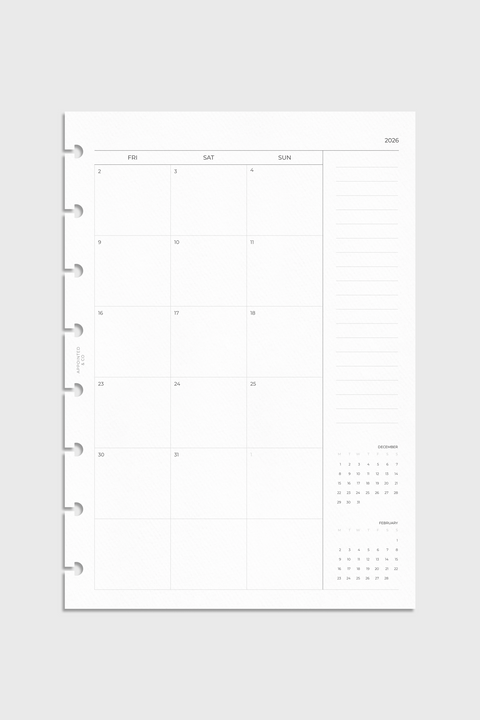 Dated Planner Inserts 2026 | Month on 2 Pages