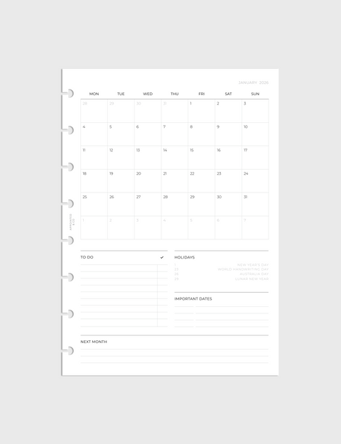 Dated Planner Inserts 2026 | Monthly Admin