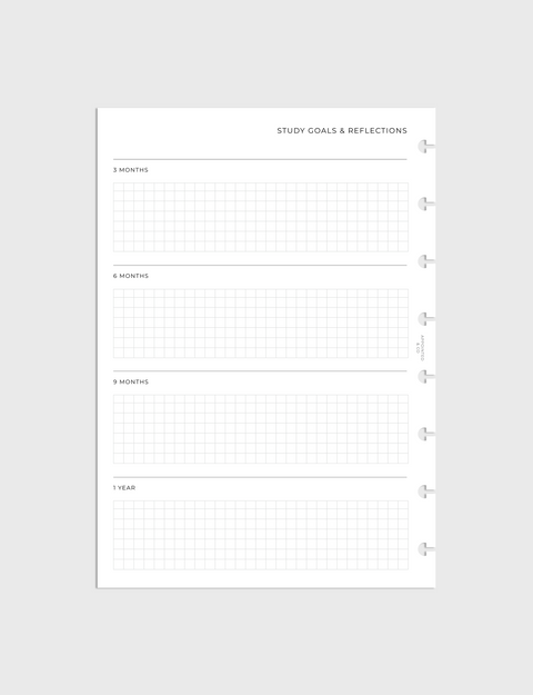 Study Goals and Reflection Planner Inserts