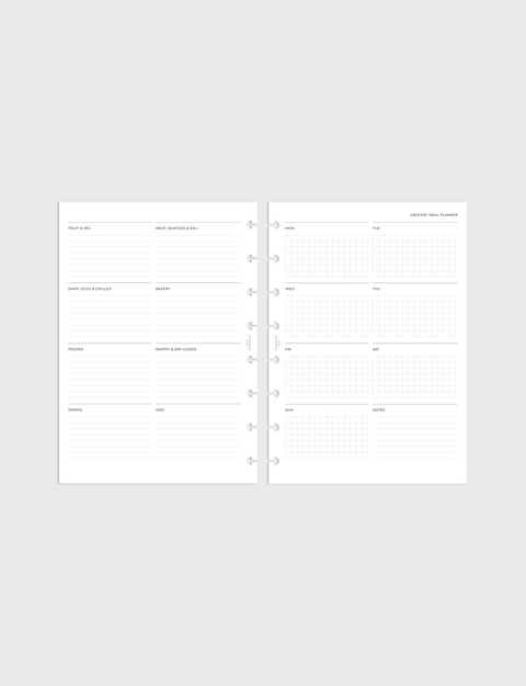 Grocery Meal Planner Inserts