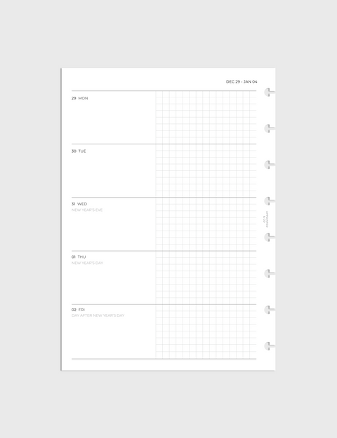 Dated Inserts 2026 | Horizontal Grid Weekly