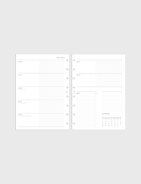 Dated Complete Planner 2026 | Horizontal Grid Weekly
