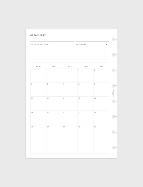 Dated Planner Inserts 2026 | Month on 2 Pages 2.0