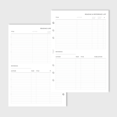 Reading and Reference List Inserts