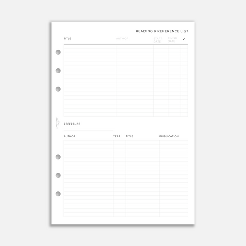 Reading and Reference List Inserts