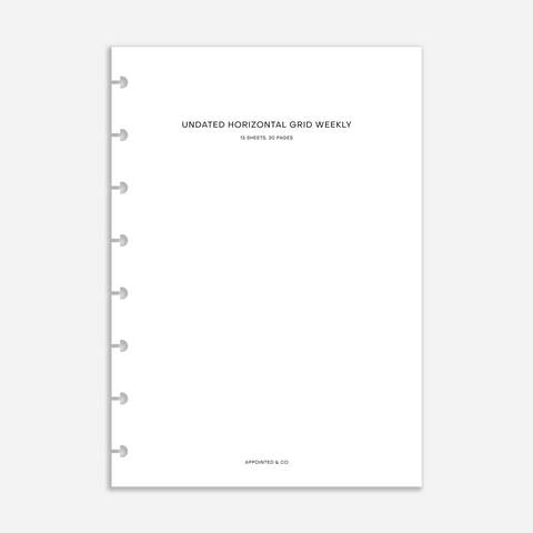 Undated Planner Inserts | Horizontal Grid Weekly