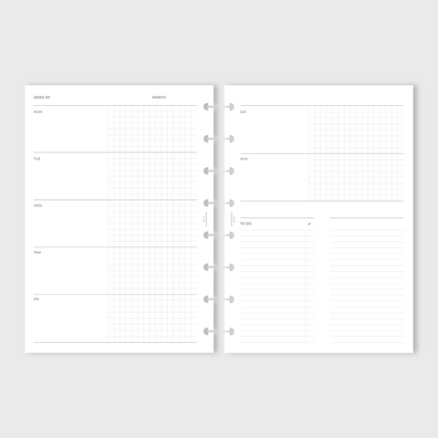 Undated Planner Inserts | Horizontal Grid Weekly