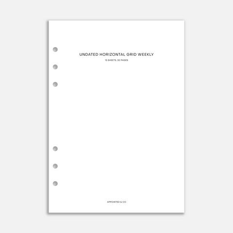 Undated Planner Inserts | Horizontal Grid Weekly