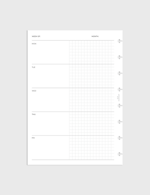 Undated Planner Inserts | Horizontal Grid Weekly