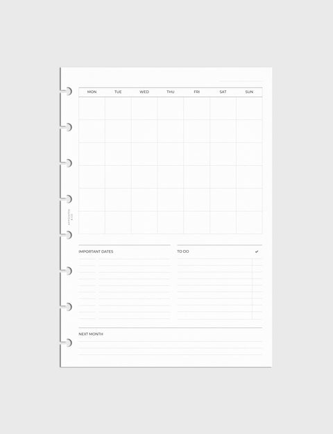 Undated Planner Inserts | Month on 1 Page