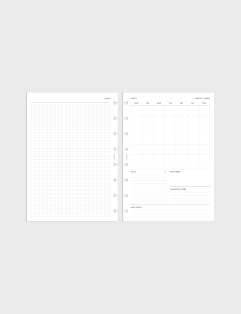 Undated Planner Inserts | Monthly Admin