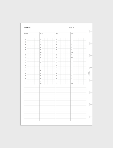 Undated Planner Inserts | Vertical Grid Weekly