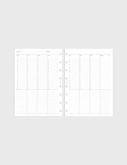 Undated Planner Inserts | Vertical Grid Weekly