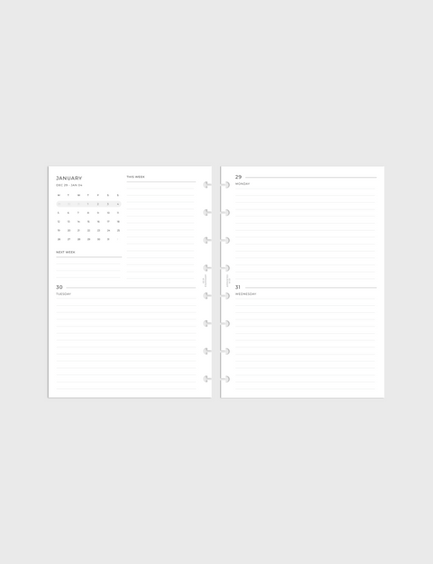 Dated Planner Inserts 2026 | Horizontal Weekly on 4 Pages