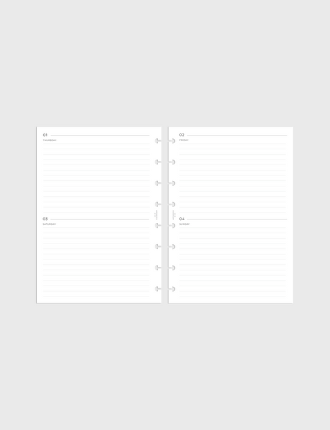 Dated Planner Inserts 2026 | Horizontal Weekly on 4 Pages